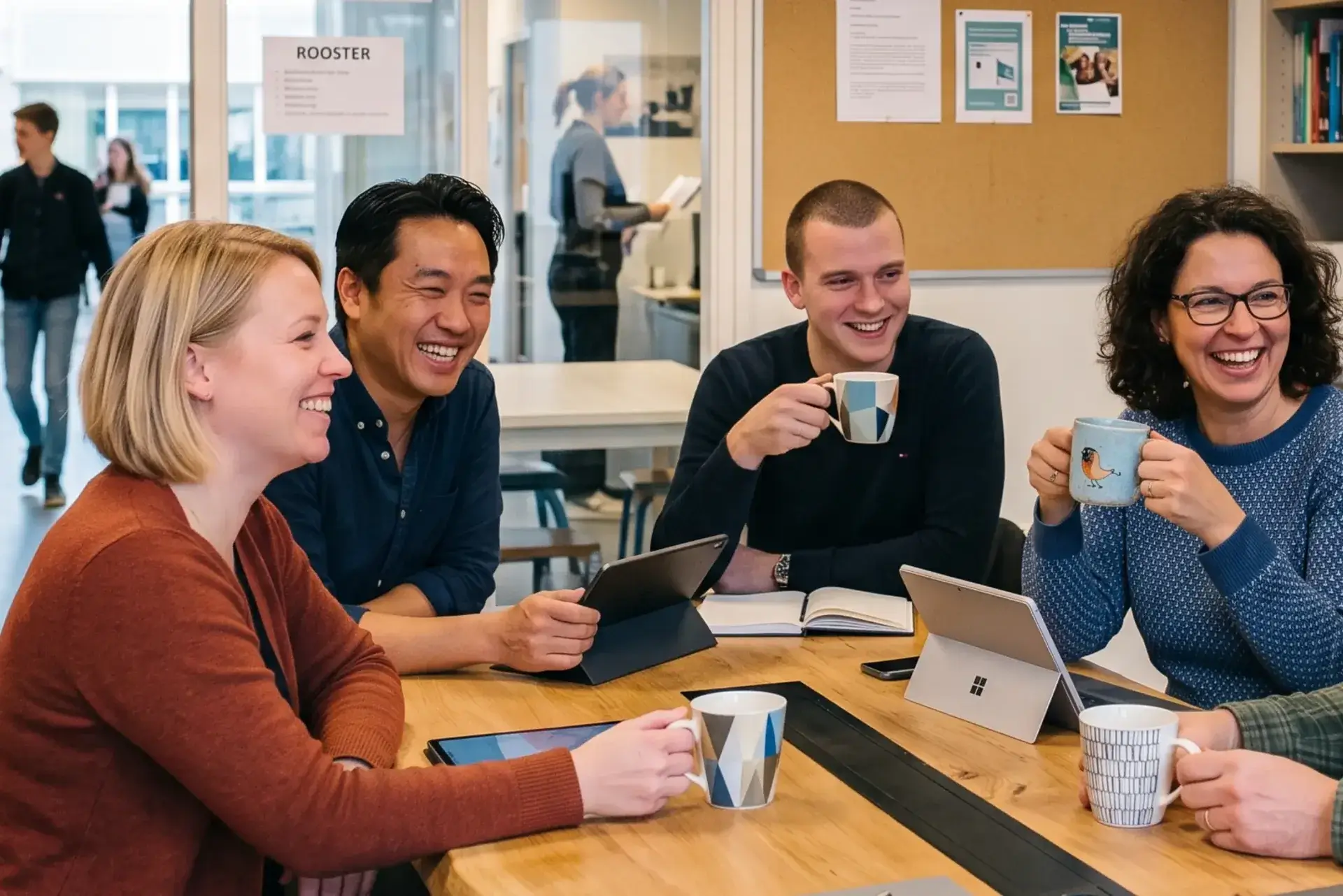 Koffie drinken lerarenkamer bij universiteiten en scholen.